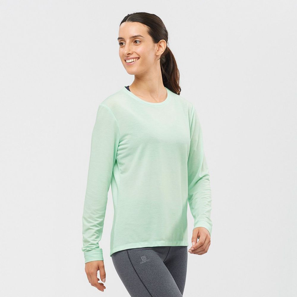 SALOMON ESSENTIAL LONG SLEEVE Philippines - Women's Midlayers - Black | 438716-MHK